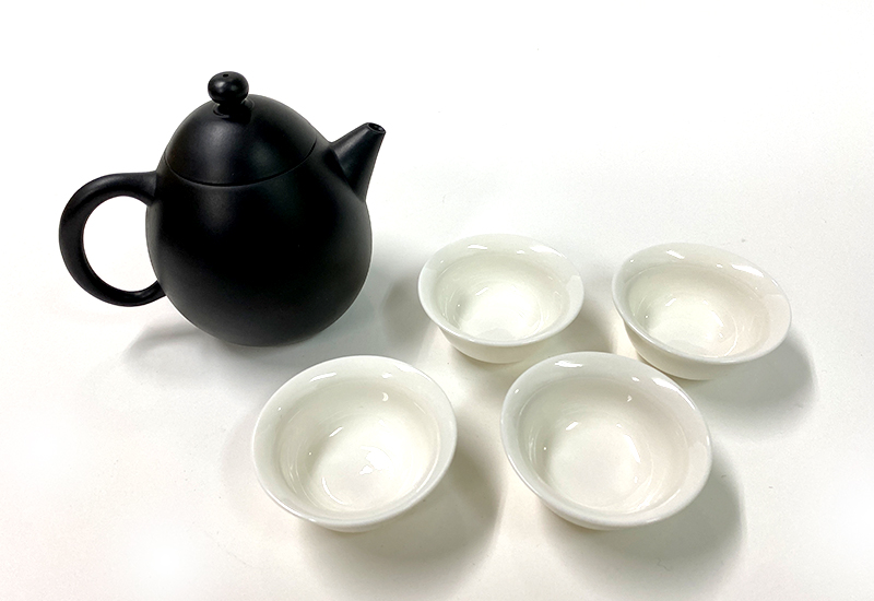 夾碳黑陶龍蛋壺組